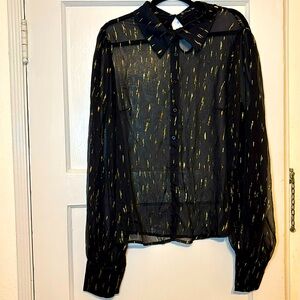 SHEIN plus size sheer black and gold blouse